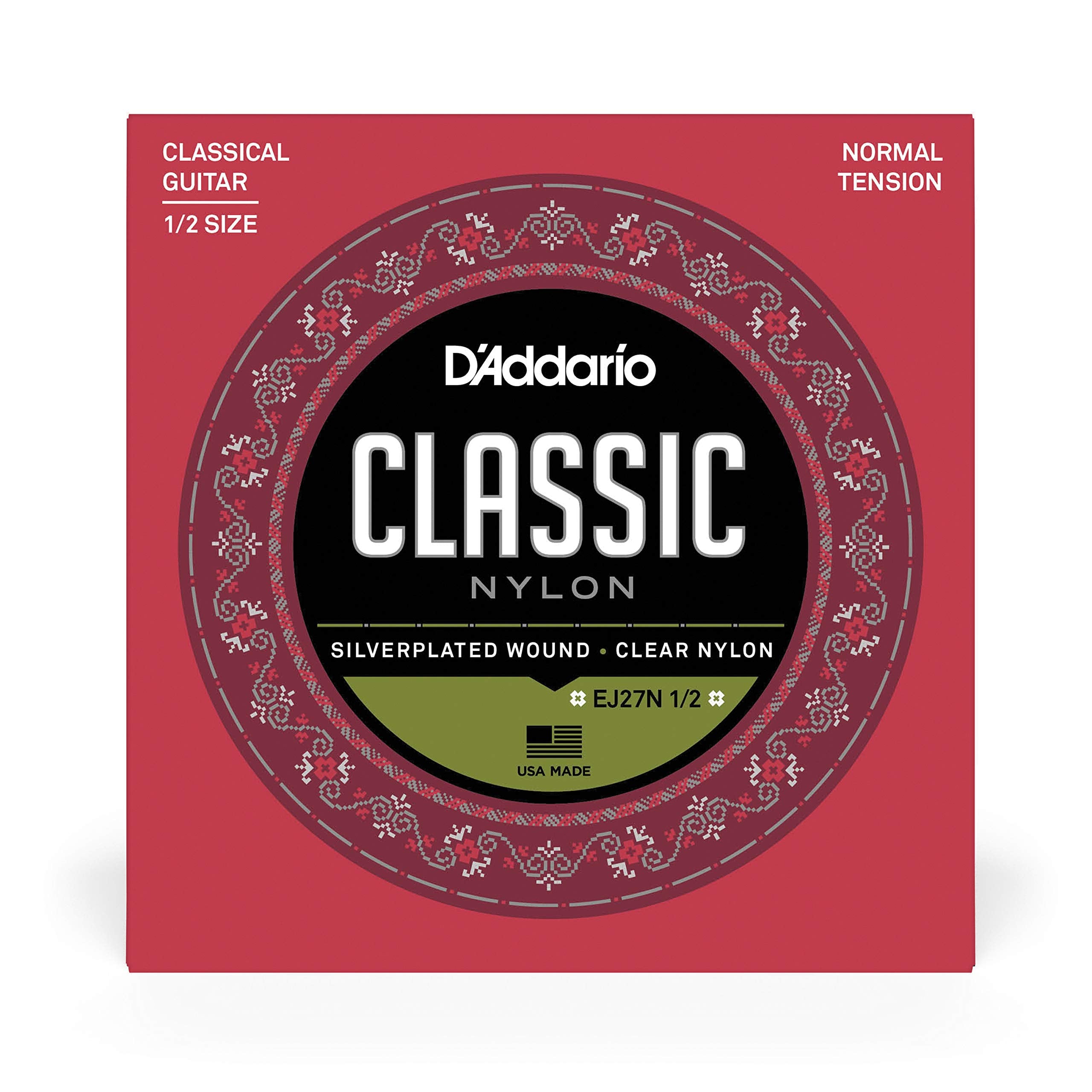 D'Addario Classical Guitar Strings - Classic Nylon Guitar Strings - EJ27N 1/2 - Guitalele Strings - Silver Plated Wrap, Nylon Co
